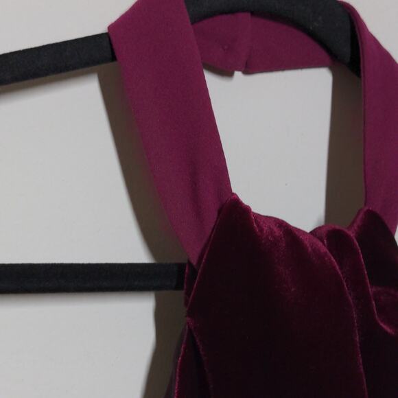 Black Halo Eve Dress Burgundy Halter Sleeveless Bow Velvet USA Gown 12 - Picture 3 of 14